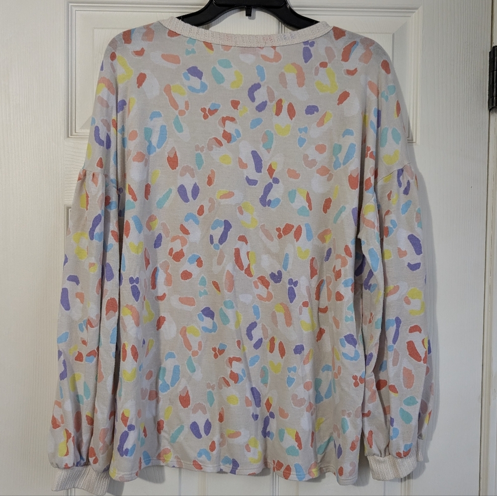 Hailey & Co Colorful Patterned Long Sleeve Shirt Size 1X - Picture 4 of 5